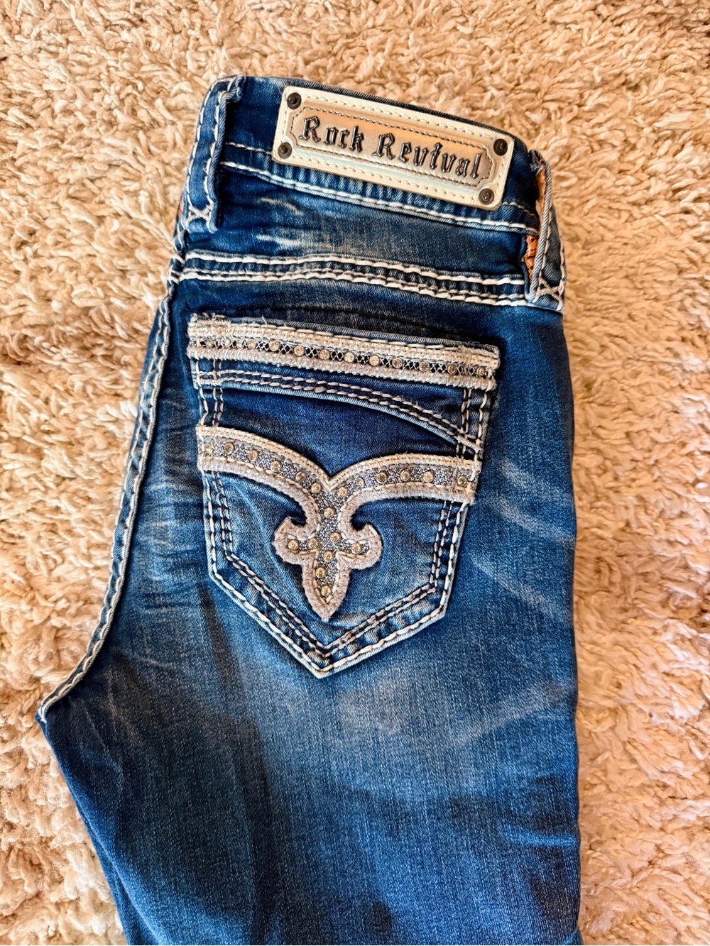 Rock Revival Ankle Skinny Jeans Size 25 Embellished